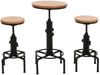 Set Bartisch + 2x Barhocker HWC-N23, Barstuhl Stehtisch höhenverstellbar drehbar Fußablage Industrial Eisen Holz ~ natur Bild 5