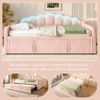 Schlafsofa mit LED-Beleuchtung und Lattenrost, Liegefläche von 90 auf 180 cm erweiterbar, Polsterbett, Samt, rosa Bild 5