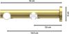 Rundrohr-Innenlauf-Gardinenstangen-Set Platon Luino 200 cm, 2-läufig, 20 mm Ø Messing-Optik Bild 2