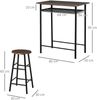 Bartisch Set 3-teilig Esstisch mit 2 Barhocker Essgruppe Küchentisch und Stühle Stehtisch und Barhocker mit Lagerregal Metall 80 x 50 x 90 cm Schwarz Bild 3