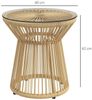 Outsunny Beistelltisch Runder Ratten Kaffeetisch, Bistrotisch mit Glastischplatte (Gartentisch, 1-St, Couchtisch), für Terrasse, Balkon, Metall, Beige Bild 3
