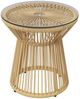 Outsunny Beistelltisch Runder Ratten Kaffeetisch, Bistrotisch mit Glastischplatte (Gartentisch, 1-St, Couchtisch), für Terrasse, Balkon, Metall, Beige Bild 2