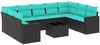 vidaXL 10-tlg. Garten-Sofagarnitur mit Kissen Schwarz Poly Rattan 3219397 Bild 2