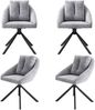 Drehstuhl aus Samt, ergonomisch & drehbar, Set aus 4, 65x59x79 cm, Grau Bild 4