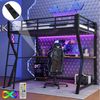 Flieks Hochbett LED Metallbett 90x200cm mit Schreibtisch und Aufladenfunktion Bild 5