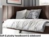 MEBLINI Kinderbett mit Bettkasten MAYA 3 80x200 Links – H3/Braun Samt Gepolstert Einzelbett mit Matratze - Polsterbett mit Stauraum - Bett mit Kopfteil – Stauraumbett Bild 3
