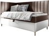 MEBLINI Kinderbett mit Bettkasten MAYA 3 80x200 Links – H3/Braun Samt Gepolstert Einzelbett mit Matratze - Polsterbett mit Stauraum - Bett mit Kopfteil – Stauraumbett Bild 1