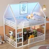 Etagenbett mit 2 Liegeflächen, Lattenrost, Rausfallschutz und LED-Streifen, 140x200 cm, Kinderbett, Jugendbett, Metallbett Bild 3