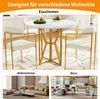 Esstisch rund, MDF mit Marmormuster & Metallgestell, 80x80x76 cm, Goldfarben Bild 2