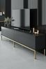 Dmora Fernsehschrank Espero, Ständer für Wohnzimmerfernseher, Niedriges Wohnzimmer-Sideboard, TV-Ständerbasis, 180x30h47 cm, Anthrazit und Gold Bild 5