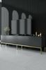 Dmora Fernsehschrank Espero, Ständer für Wohnzimmerfernseher, Niedriges Wohnzimmer-Sideboard, TV-Ständerbasis, 180x30h47 cm, Anthrazit und Gold Bild 2