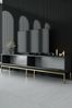 Dmora Fernsehschrank Espero, Ständer für Wohnzimmerfernseher, Niedriges Wohnzimmer-Sideboard, TV-Ständerbasis, 180x30h47 cm, Anthrazit und Gold Bild 4