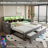 Merax Daybett 90/180×190cm mit LED-Lichtleiste und Ladeanschlüssen (Polsterbett Schlafsofa Sofabett Jugendbett Doppelbett, 1 tlg), Tagesbett mit Ausziehbett, 2 Schubladen & Kopfteil-Staufächern, Samt Bild 4