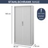 Aktenschrank abschließbar DAMIAN - Rolladentüren, 5 Ebenen | Büroschrank aus Stahl Metallschrank Werkstatt Mehrzweckschrank Werkzeugschrank, 185x90x45cm Grau Bild 2