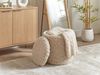 Sitzhocker mit Stauraum aus Wolle 40cm Beige Stoff Rund - Design Boho Stoffhocker mit abnehmbarem Deckel - Polsterhocker Schminktisch Hocker - Beistellhocker für Wohnzimmer Handmade Bild 3