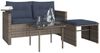 vidaXL 3-teiliges Gartensofa-Set mit Kissen, grau, Polyrattan 365464 Bild 4