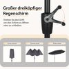 Puluomis Sonnenschirm Balkonschirm ohne Ständer Strandschirm Gartenschirm UPF 50+ mit Kurbel, LxB: 400x200 cm, Sommer, wasswedicht grau/beige Bild 2