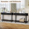 HOLTICO Konsolentisch mit Schiebetüren & Stauraumschrank, Schmaler Sofatisch, Eingangstisch (1-St), Sideboard-Tisch für Wohnzimmer, Flur, Schlafzimmer Bild 4
