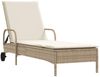 vidaXL Sonnenliege mit Rollen und Auflage Beige Poly Rattan 368312 Bild 2