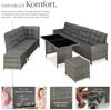 tectake Loungeset Rattan Lounge für 6 bis 8 Personen, mit Sicherheitsglasplatten, (Loungemöbel Barletta, 6-tlg, in grau-meliert/grau), widerstandsfähig, UV-beständig, dicke Rückenkissen Bild 2