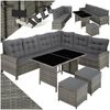 tectake Loungeset Rattan Lounge für 6 bis 8 Personen, mit Sicherheitsglasplatten, (Loungemöbel Barletta, 6-tlg, in grau-meliert/grau), widerstandsfähig, UV-beständig, dicke Rückenkissen Bild 4