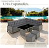 tectake Loungeset Rattan Lounge für 6 bis 8 Personen, mit Sicherheitsglasplatten, (Loungemöbel Barletta, 6-tlg, in grau-meliert/grau), widerstandsfähig, UV-beständig, dicke Rückenkissen Bild 3