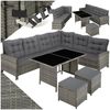 tectake Loungeset Rattan Lounge für 6 bis 8 Personen, mit Sicherheitsglasplatten, (Loungemöbel Barletta, 6-tlg, in grau-meliert/grau), widerstandsfähig, UV-beständig, dicke Rückenkissen Bild 5