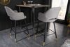 Design Barhocker FRANCE hellgrau Ziersteppung Armlehnen Retro Bild 4