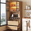 Flieks Küchenbuffet mit LED-Beleuchtung, Weinregal, Gläserhalter und Gewürzregal (1-St, B80/T40/H180 cm) Hochschrank mit Glastüren und Schubladen Küchenschrank Standvitrine Bild 2