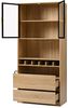 Flieks Küchenbuffet mit LED-Beleuchtung, Weinregal, Gläserhalter und Gewürzregal (1-St, B80/T40/H180 cm) Hochschrank mit Glastüren und Schubladen Küchenschrank Standvitrine Bild 3
