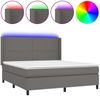 vidaXL Boxspringbett mit Matratze & LED Grau 180x200 cm Kunstleder 3139281 Bild 2