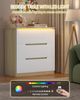 Kommode, Mit LED-Beleuchtung, Kommode mit 3 Schubladen, Spind mit Beleuchtung, Moderner Stil, Geeignet für Wohnzimmer und Schlafzimmer, 40 x 70 x 80 cm, Eichefarben-Weiß Bild 3