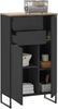 Stella Trading Denver Badezimmer Kommode in Schwarz/Evoke Eiche Optik FSC-Zertifiziert - Badezimmerschrank Bad Schrank mit viel Stauraum - 60 x 106 x 32 cm (B/H/T) Bild 4