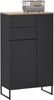 Stella Trading Denver Badezimmer Kommode in Schwarz/Evoke Eiche Optik FSC-Zertifiziert - Badezimmerschrank Bad Schrank mit viel Stauraum - 60 x 106 x 32 cm (B/H/T) Bild 2