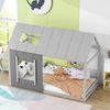 Kinderbett 90×200 cm im Hausdesign mit Rausfallschutz-Optik Grau, ohne Matratze Bild 2