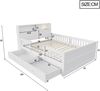 Merax Holzbett 90x190 cm, Kinderbett, Einzelbett, USB- und Tape-C-Kombi-Steckdose, kleine LED-Leuchte, Kopfteil mit Ablagefunktion, Multifunktionsbett, Kiefernholz, Weiß Bild 4