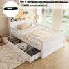 Merax Holzbett 90x190 cm, Kinderbett, Einzelbett, USB- und Tape-C-Kombi-Steckdose, kleine LED-Leuchte, Kopfteil mit Ablagefunktion, Multifunktionsbett, Kiefernholz, Weiß Bild 5
