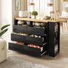 Bartisch aus MDF, ausziehbar mit Stauraum, 137-215x39x102,3 cm, Schwarz Bild 2
