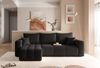 Ecksofa Schlafsofa Sofa LEROS in Stoff Manila Schwarz Ottomane Links Bild 2