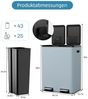 TLGREEN Mülleimer Mülltrennsystem,2 Fächer, 2 x 30 Liter Treteimer mit Geruchsfilter, Metall Mülltrennsystem für Küche Büro Bild 2