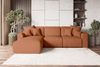 99rooms 'Gusto' Ecksofa, L-Form, mit abnehmbaren Kissen, Rundumbezug aus gepolstertem Strukturstoff 'NEVE', Rostfarben, Ottomane Links, mit Schlaffunktion Bild 5