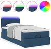 vidaXL Ottomane Bett mit Matratze & LEDs Blau 90x200 cm Stoff 3312200 Bild 5