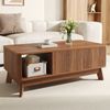 Couchtisch mit Hubfunktion, Wellenoptik, offenes Seitenfach, MDF-Material, Moderner Stil Bild 5