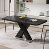 Celya Esstisch 120 cm–160 cm großer moderner quadratischer Esstisch (MDF-Tischbeinen in X-Form mit Metallfuß), ausziehbar, Tischplatte mit schwarzem Marmorprint Bild 2