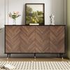 Sideboard 140×40×80 cm mit Fischgrät-Front, Schwarz-Braun, 4 Türen, höhenverstellbare Regale,Aufbewahrungsschrank Bild 4