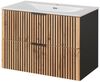 Waschplatz Set mit 81 cm Waschtisch und Keramik Waschbecken, Spiegel XANTEN-56 in anthrazit mit Eiche Nb. schwarz gerillt, B/H/T: ca. 81/200/46 cm Bild 3