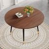 Moderner Ausziehbarer Esstisch, Verwandelt sich von Rund zu Oval, MDF-Platte in Schwarz/Nussbaum mit Gold-Akzenten, Stabile Metallbeine, Platzsparend für Küche & Esszimmer, Braun Bild 4