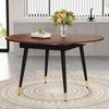 Moderner Ausziehbarer Esstisch, Verwandelt sich von Rund zu Oval, MDF-Platte in Schwarz/Nussbaum mit Gold-Akzenten, Stabile Metallbeine, Platzsparend für Küche & Esszimmer, Braun Bild 2