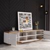 KLAM HOME Lowboard moderner TV-Schrank in weißer Ausführung (für Wohnzimmer Schlafzimmer), TV-Board Fernsehschrank Kommode für Fernseher 180 x 38 x 46 Bild 3