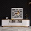 KLAM HOME Lowboard moderner TV-Schrank in weißer Ausführung (für Wohnzimmer Schlafzimmer), TV-Board Fernsehschrank Kommode für Fernseher 180 x 38 x 46 Bild 2